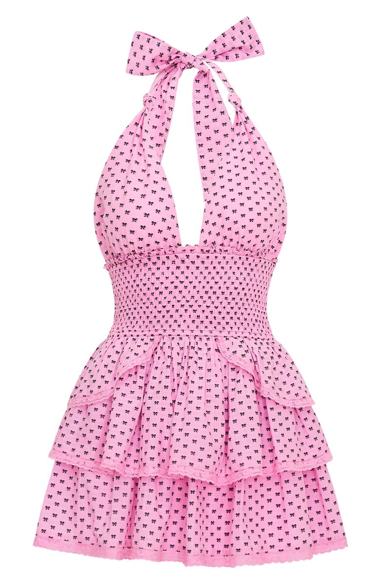 LoveShackFancy Deanna Tiered Halter Minidress, Alternate, color,