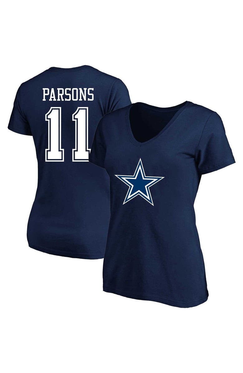 FANATICS Women's Micah Parsons Navy Dallas Cowboys Plus Size Fair Catch Name & Number V-Neck T-Shirt, Main, color, 