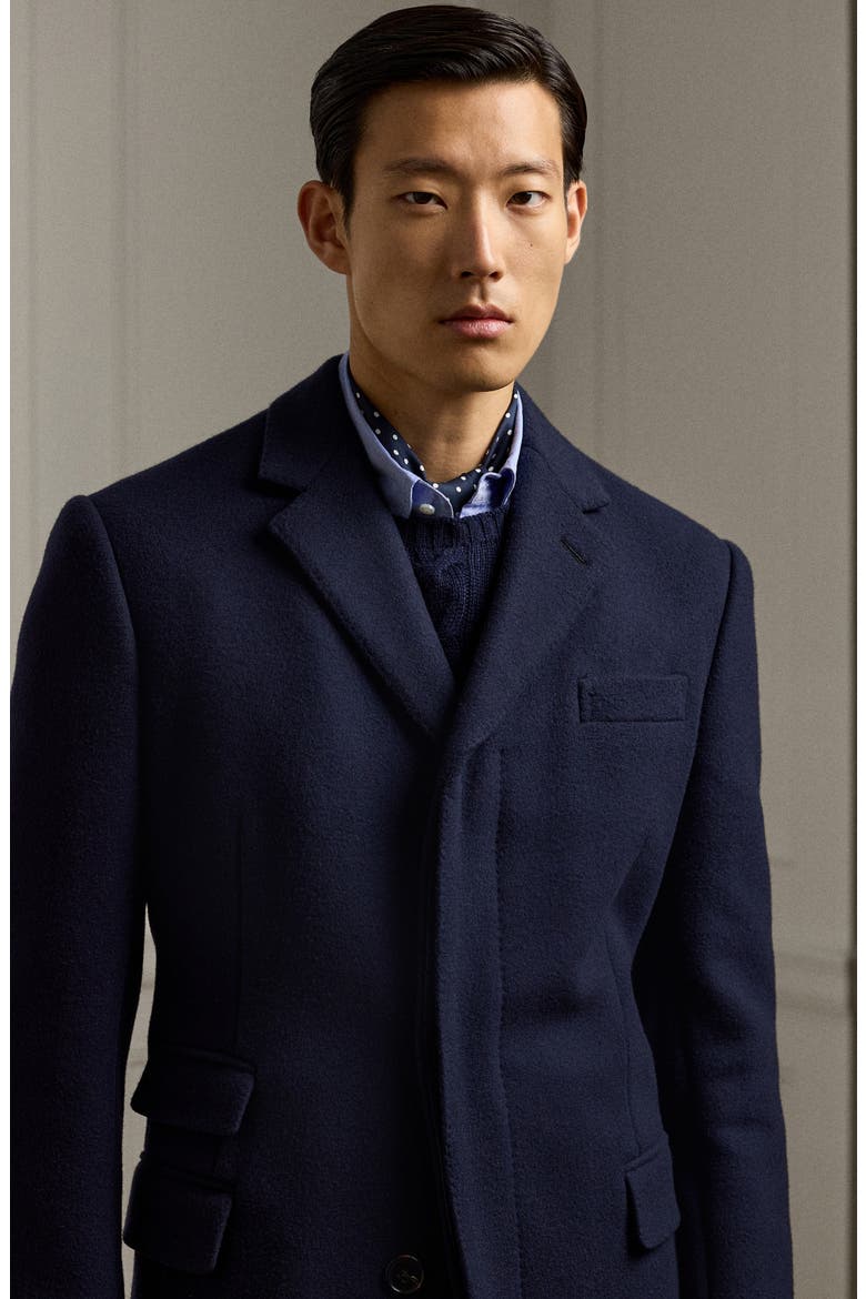 Kent Paddock Brushed Wool Topcoat, Alternate, color, NAVY