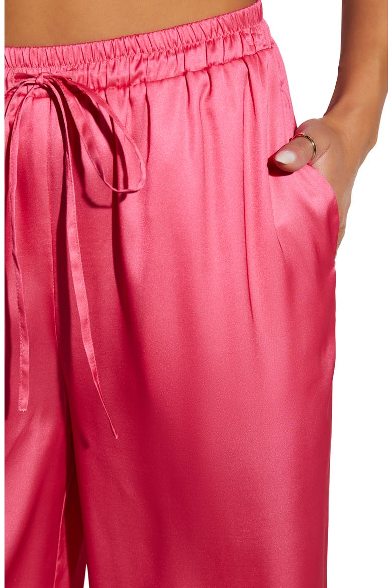 Aurelia Wide Leg Satin Drawstring Pants, Alternate, color, PINK