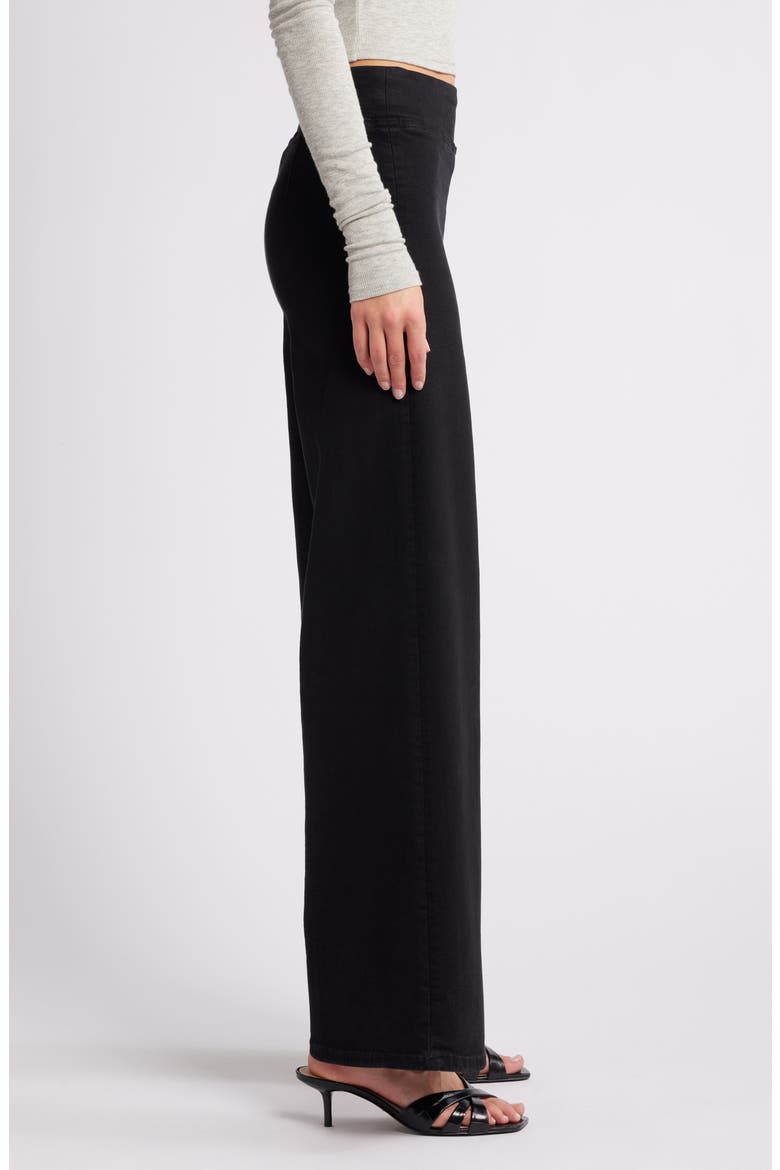 Jet Set Slim Palazzo Pull-On Jeans, Alternate, color, SHEEN NOIR