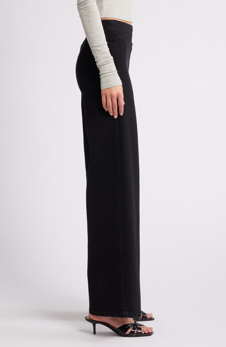 FRAME Jet Set Slim Palazzo Pull-On Jeans, Alternate, color, Sheen Noir