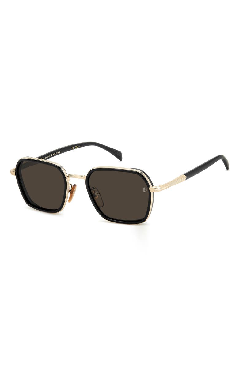 David Beckham Eyewear 53mm Square Sunglasses, Alternate, color, Gold Black/ Grey