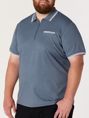 True Nation by DXL Big & Tall Striped Zip-Placket Polo Shirt