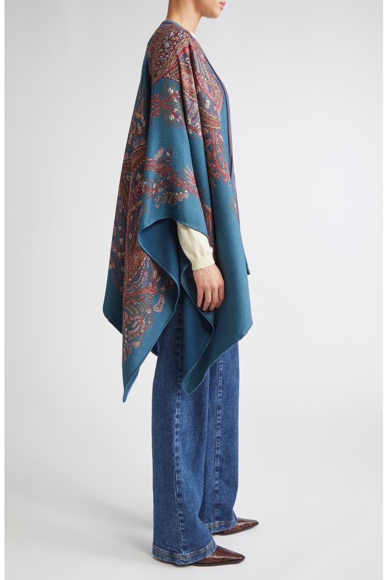 Paisley Print Cape, Alternate, color, X0883 PRINT ON BLUE BASE