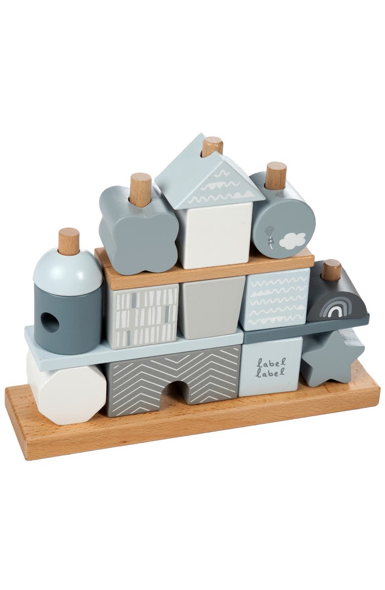 Label Label Stacking Blocks House Blue, Wooden & Colored Blocks, 18 months+, Main, color, Multicolored
