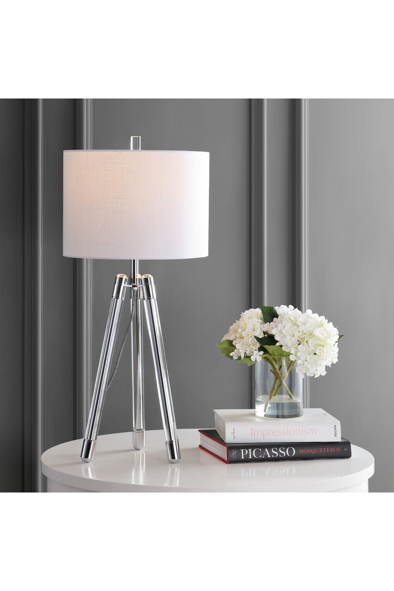 Wyman Surveyor's Tripod Crystal/Metal LED Table Lamp, Alternate, color, Chrome/Clear