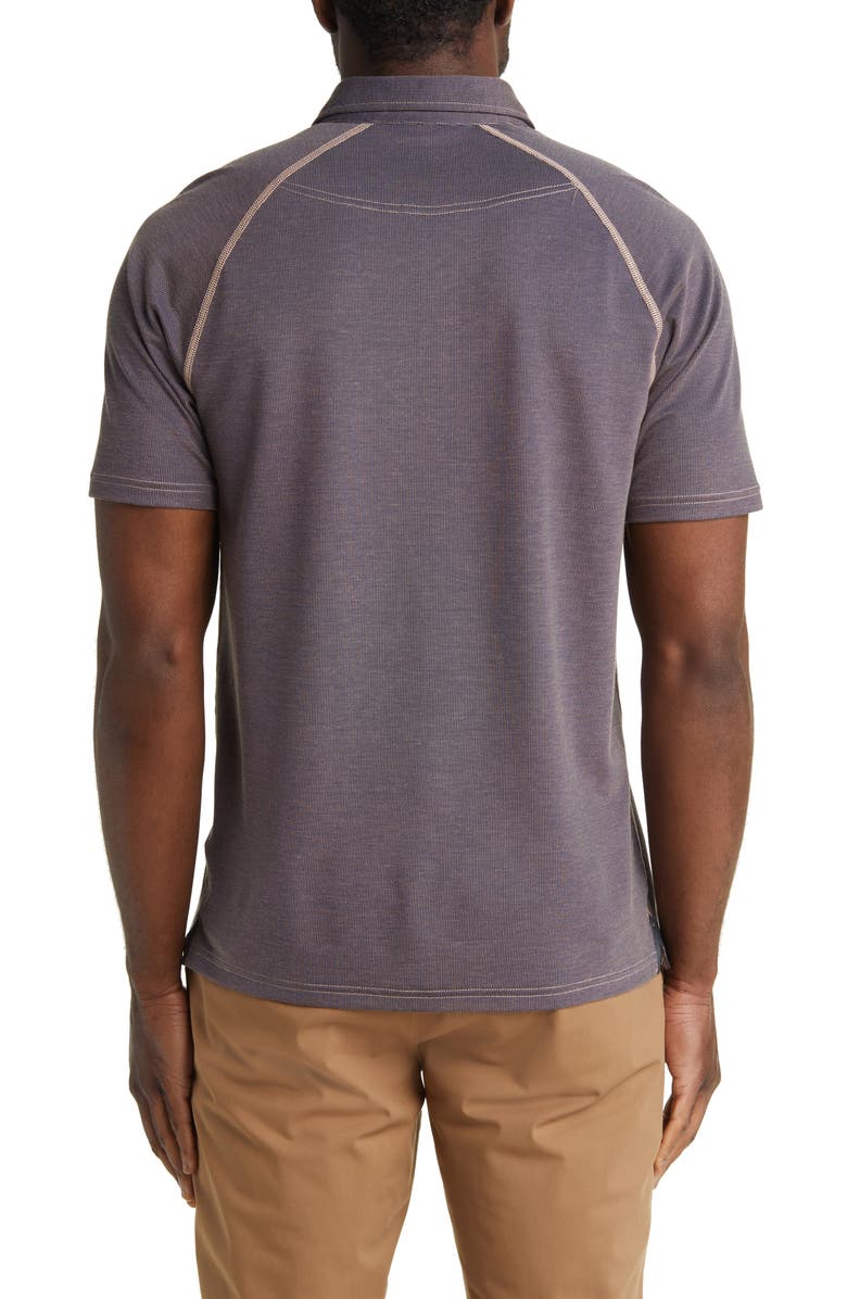 Rhone Delta Piqué Performance Polo, Alternate, color, Mahogany Rose/ Navy