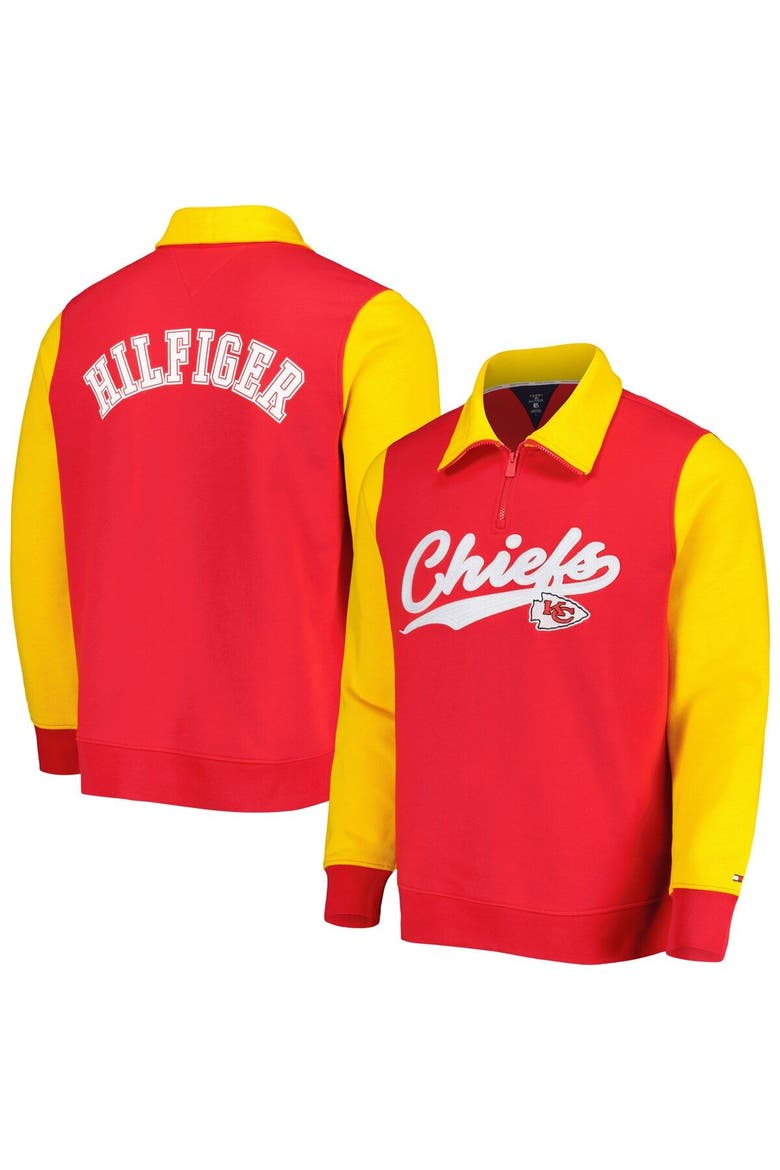 Men's Tommy Hilfiger Red/Gold Kansas City Chiefs Aiden Quarter-Zip Sweatshirt, Main, color, Red