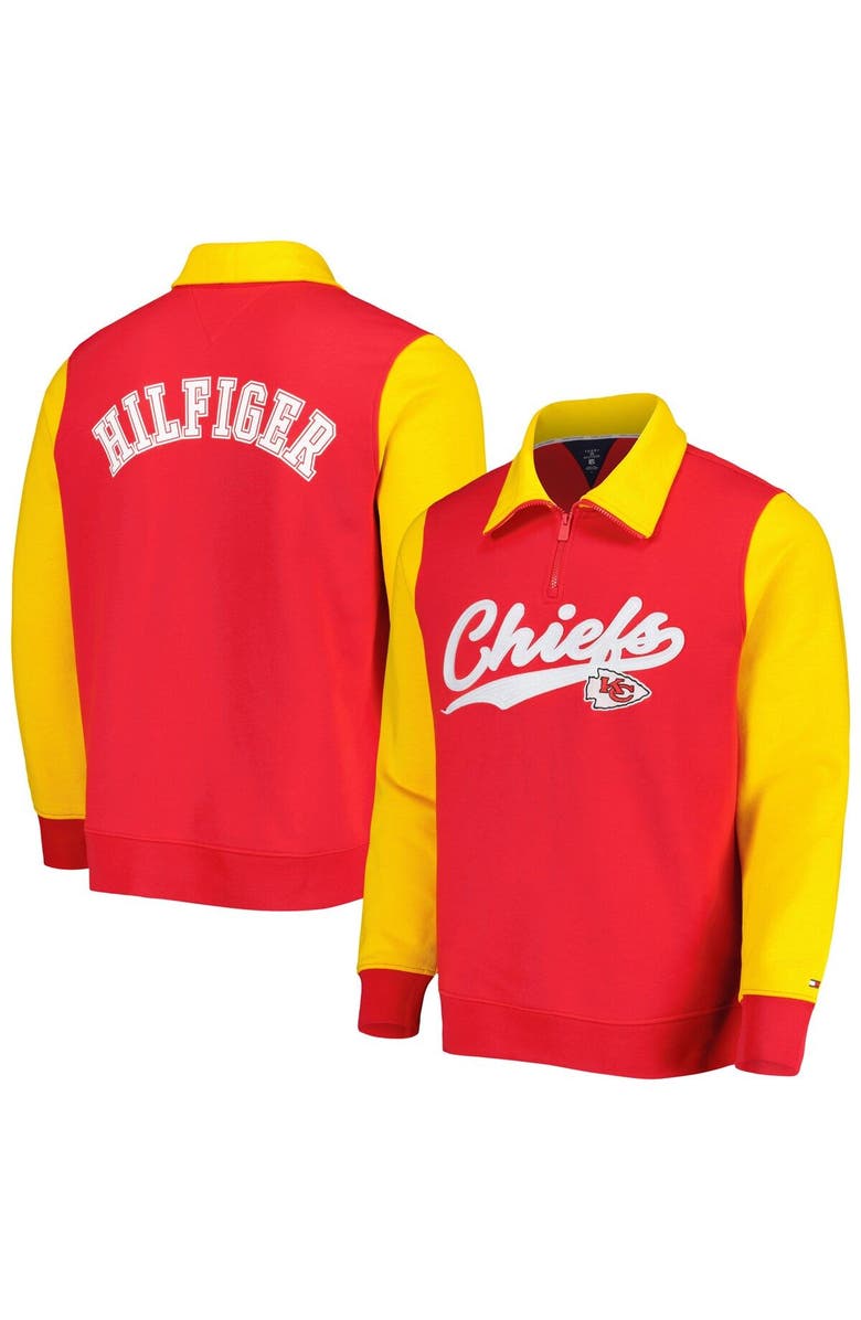 Tommy Hilfiger Men
s Tommy Hilfiger Red/Gold Kansas City Chiefs Aiden Quarter-Zip Sweatshirt, Main, color, Red