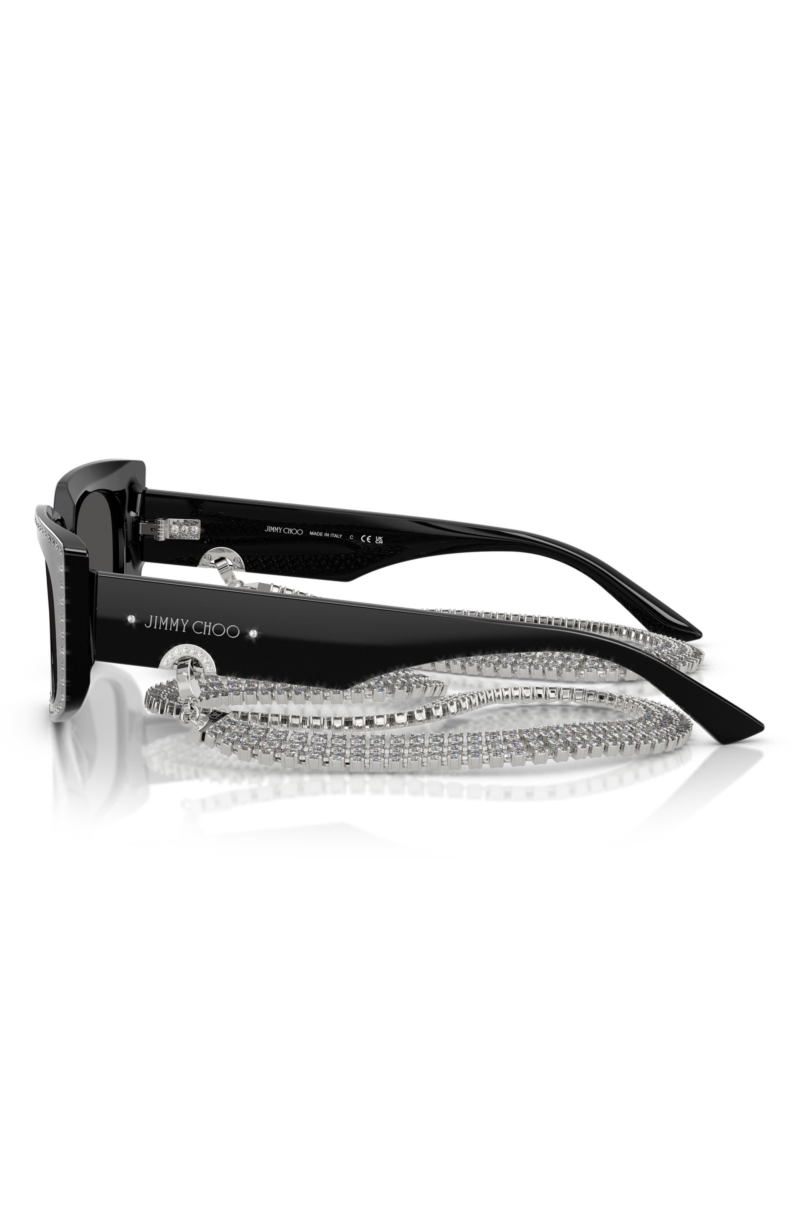 Jimmy Choo Black Cat-Eye Sunglasses with Silver Accents Jimmy Choo Cat Eye Sunglasses Lucine 8079O Black 55mm – Bluefly main image 4