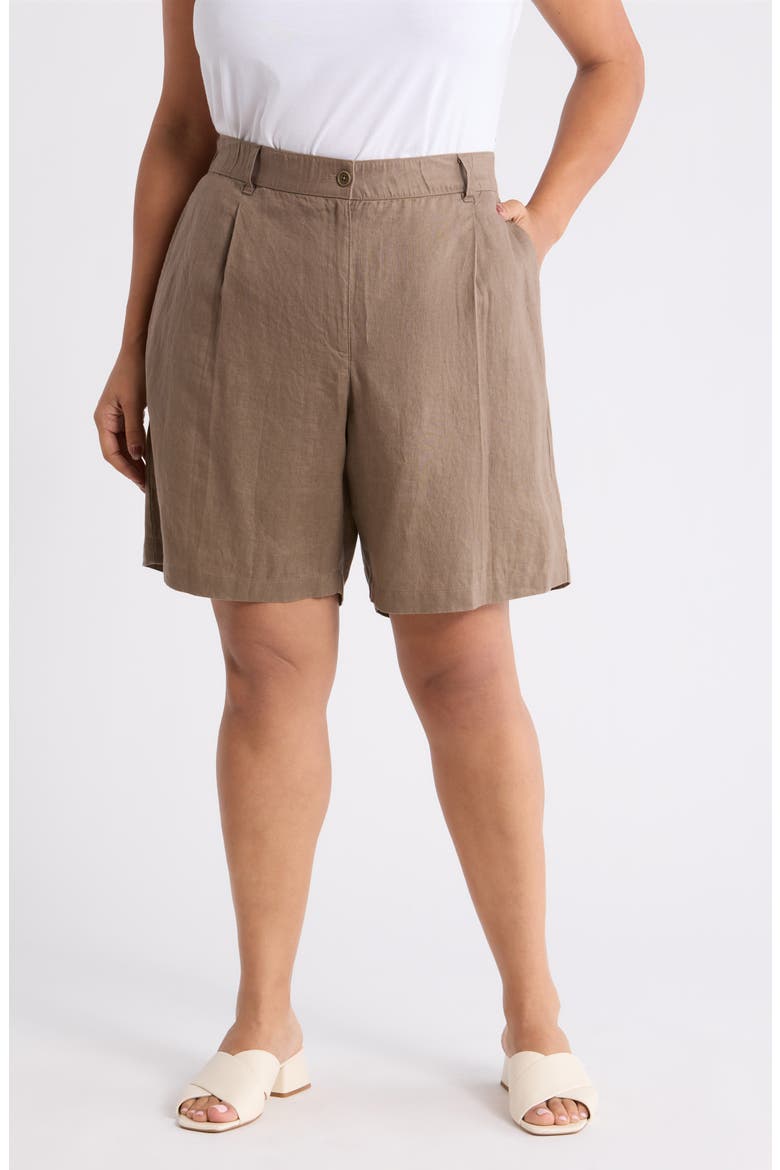 Organic Linen Walking Shorts, Main, color, WALNUT