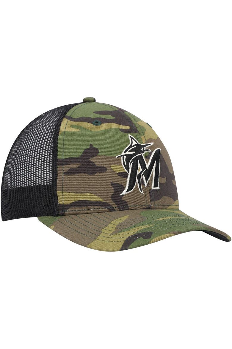 Men's '47 Camo Miami Marlins Trucker Snapback Hat, Alternate, color, Camo