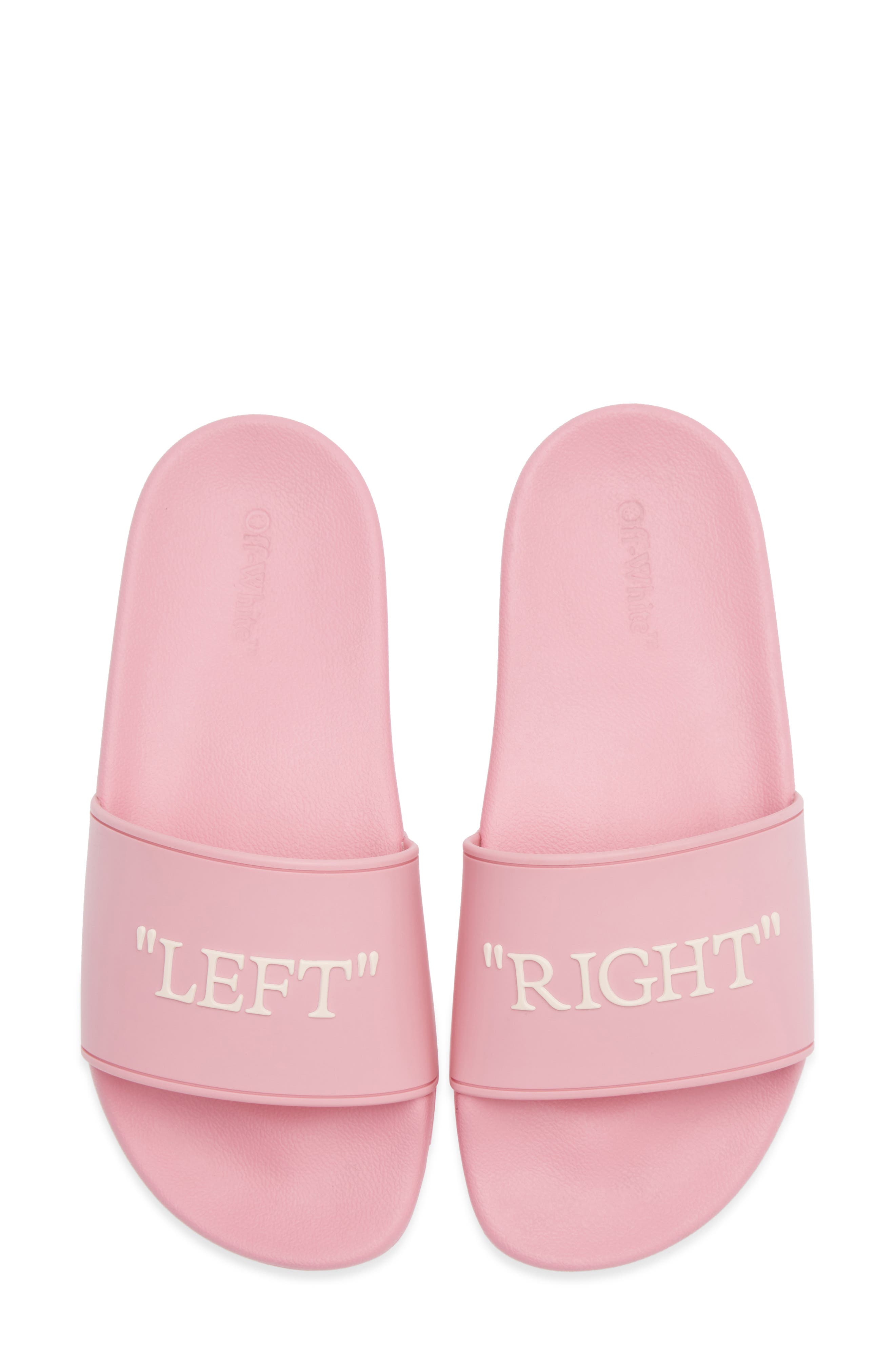 Off-White Quote Slide Sandal, Alternate, color, Rose Pink - Cloud Pink