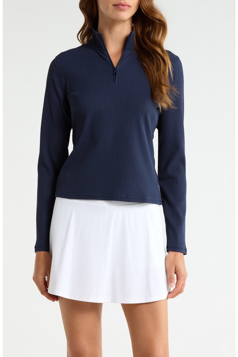 Rib Knit Quarter Zip Golf Top, Main, color, TWILIGHT