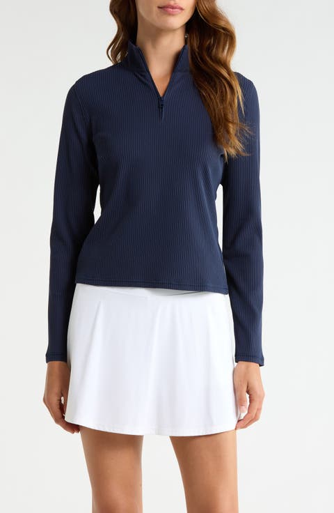 Rib Knit Quarter Zip Golf Top
