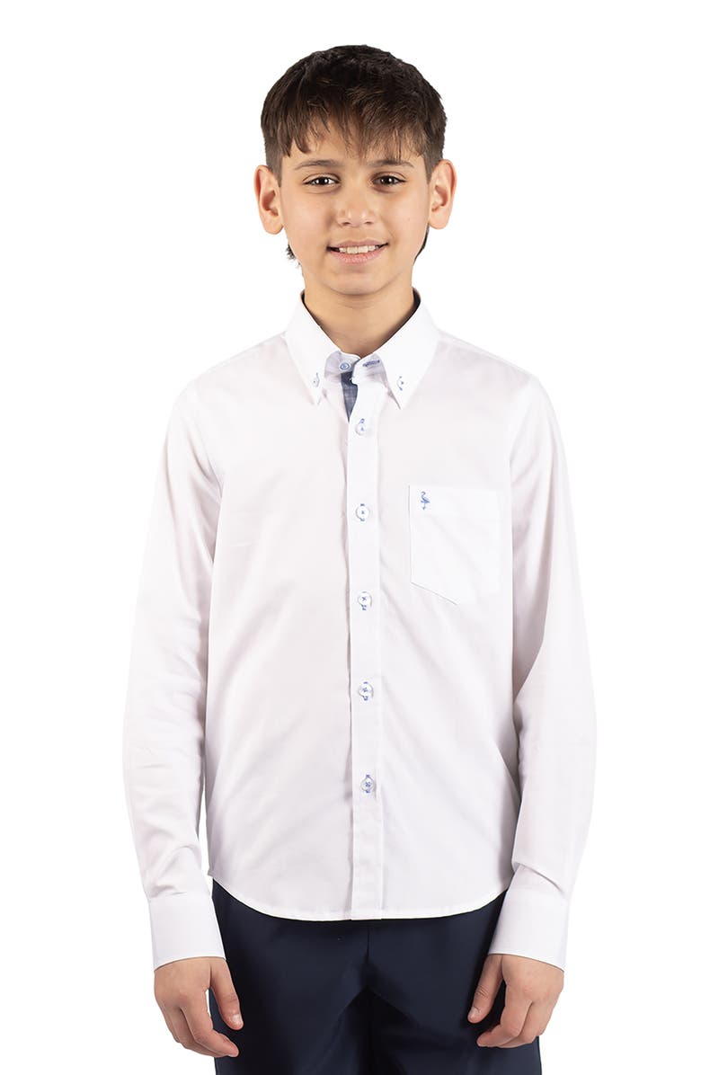 TailorByrd Kids' Signature Cotton Oxford Button-Down Shirt, Main, color, White