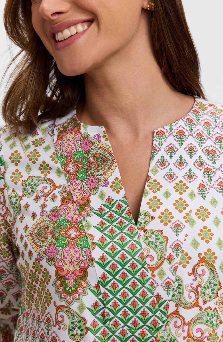 Foxcroft Alicia Patchwork Shift Dress, Alternate, color, Green Multi