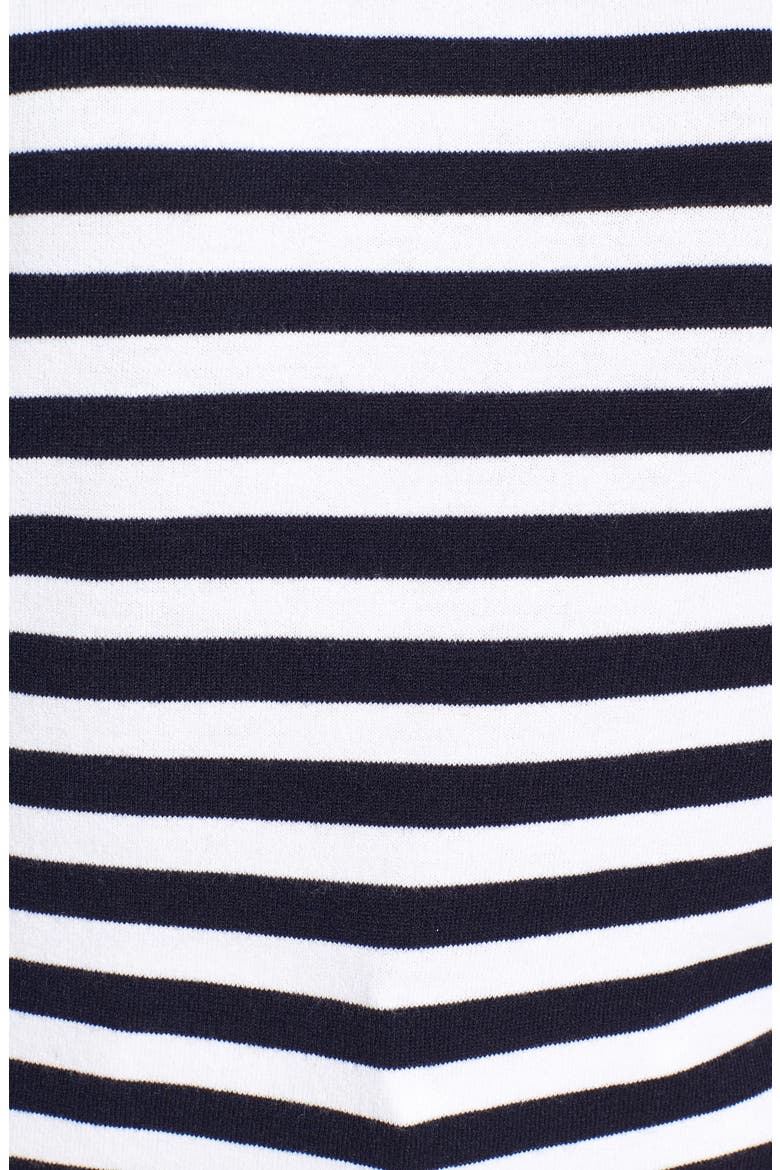 Ruffle Trim Stripe Sweater, Alternate, color, NAVY- WHITE STRIPE