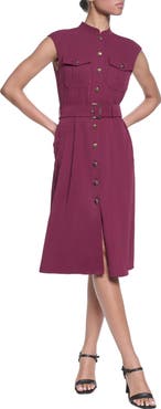 KARL LAGERFELD PARIS Belted Crepe Shirtdress