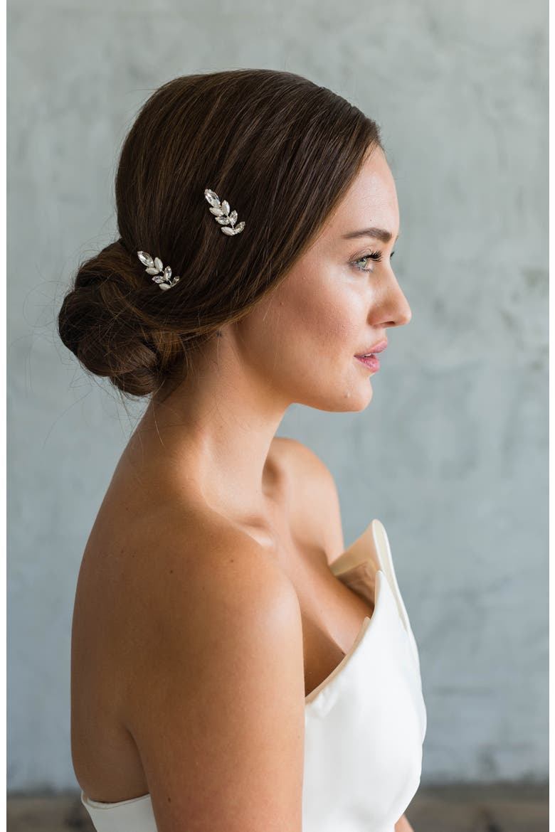 Vanessa Set of 2 Hair Pins, Alternate, color, SILVER