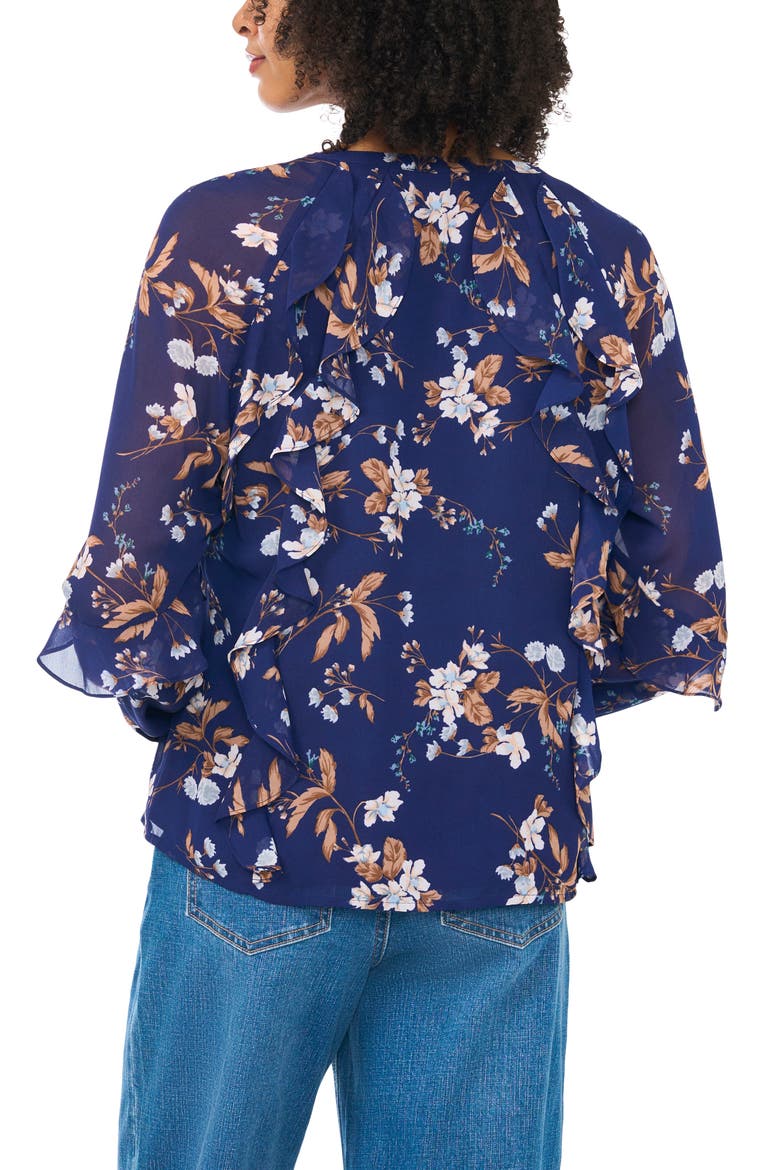Floral Ruffle Long Sleeve Top, Alternate, color, BLUE DEPTHS