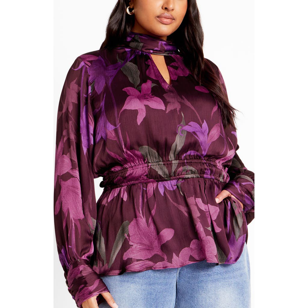 City Chic Della Print Keyhole Top