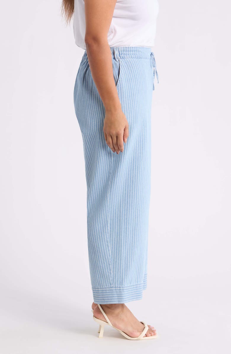 Jones New York Stripe Tie Waist Pants, Alternate, color, Medium Wash / White
