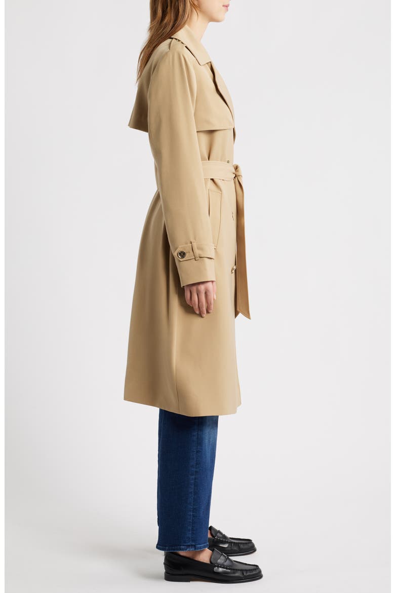 Drapey Tie Waist Trench Coat, Alternate, color, KHAKI