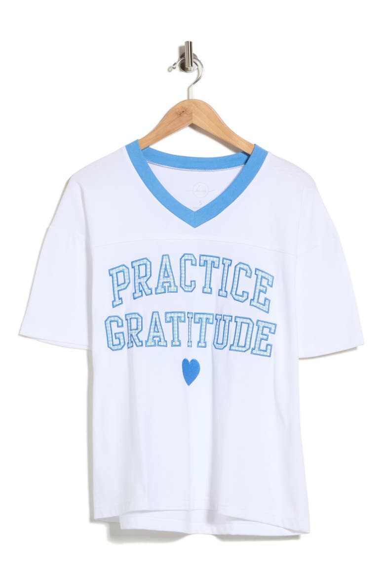 Practice Gratitude Cotton Embroidered T-Shirt, Alternate, color, BRIGHT WHITE