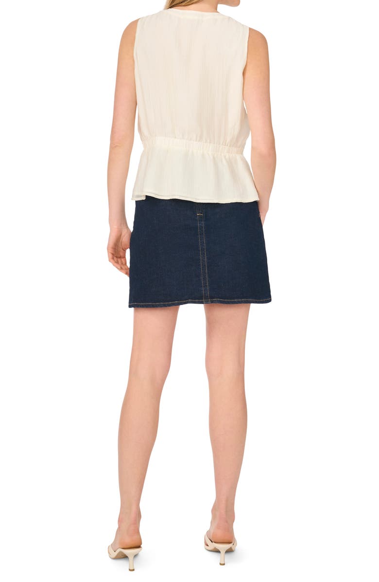 Vince Camuto Lace Trim Button-Up Peplum Tank, Alternate, color, New Ivory