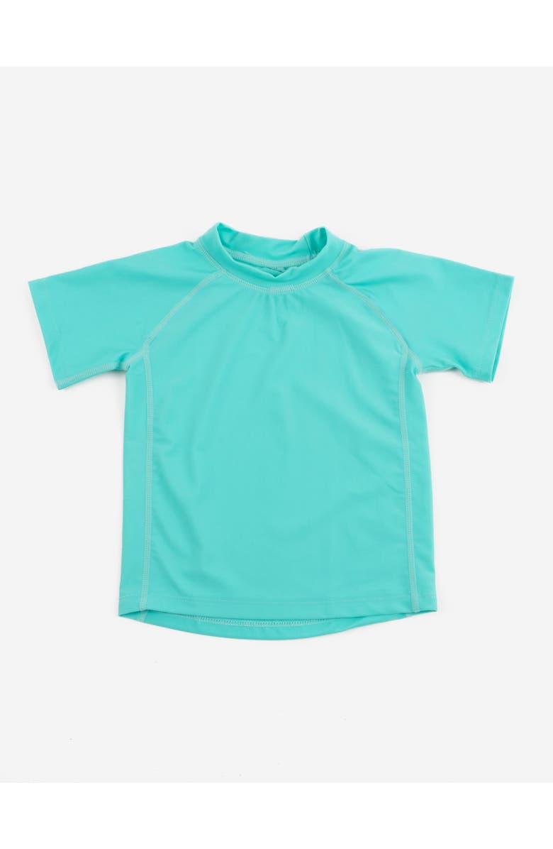 Leveret Kids Short Sleeve Rash Guard, UPF 50+ Swim Shirt, Main, color, Aqua