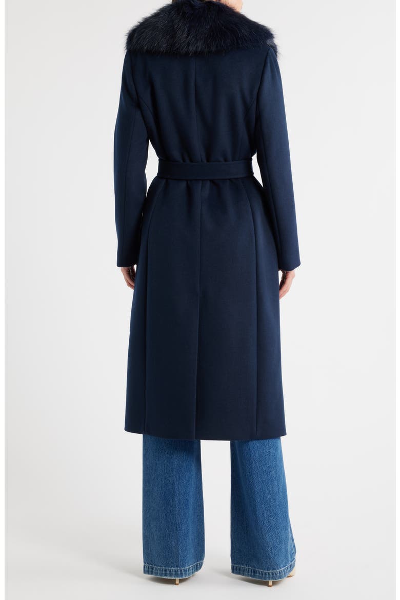 Belted Longline Coat with Faux Fur Collar (Women) | Nordstrom