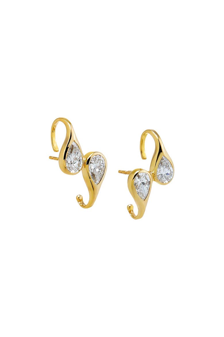 Lab Grown Diamond Double Pear Bezel Stud Earring 14K, Main, color, 14K Gold