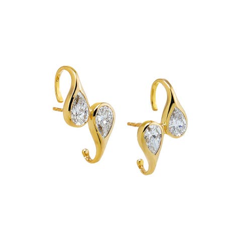 Lab Grown Diamond Double Pear Bezel Stud Earring 14K
