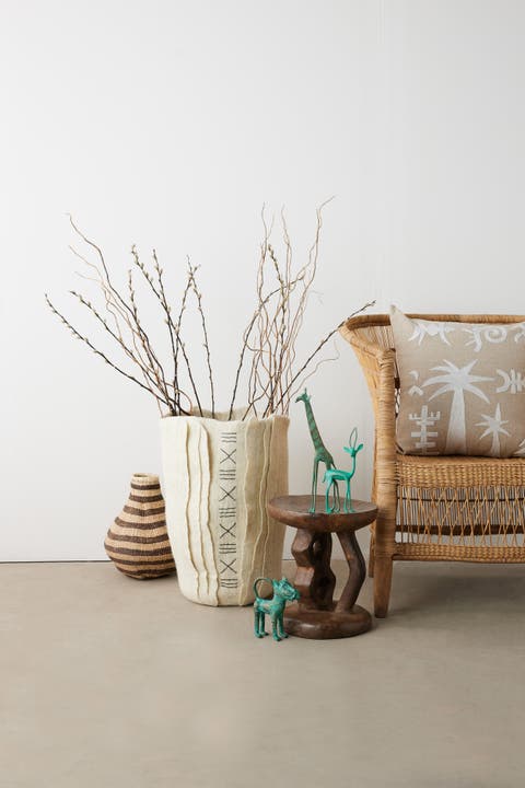 Keiskamma Linen & Silk Embroidered Throw Pillow - with Insert