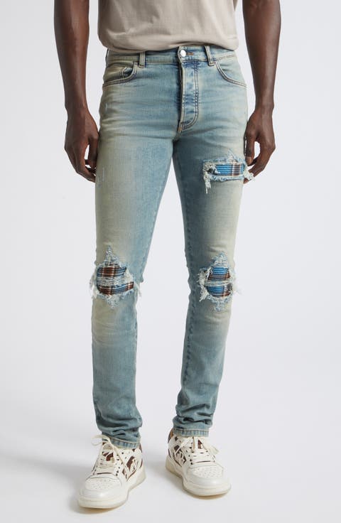 MX1 Flannel Patch Ripped Skinny Jeans