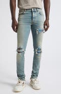 AMIRI MX1 Flannel Patch Ripped Skinny Jeans