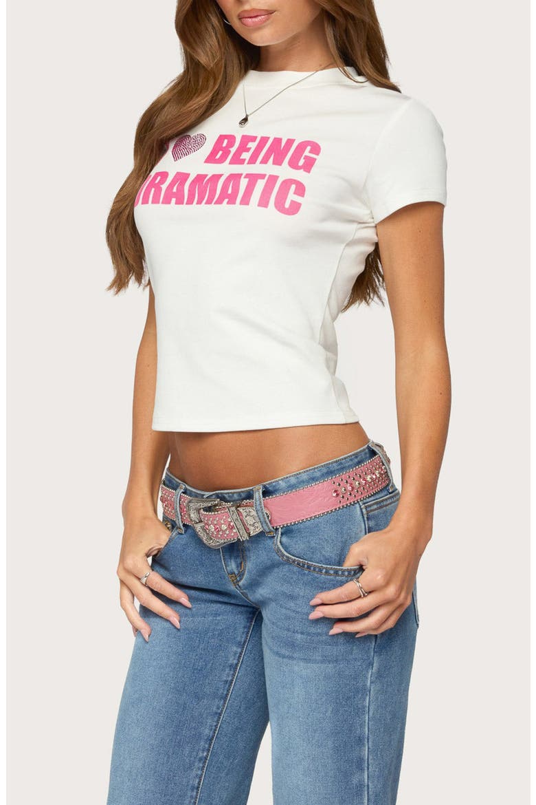 Drama Queen Rhinestone Graphic T-Shirt, Alternate, color, WHITE