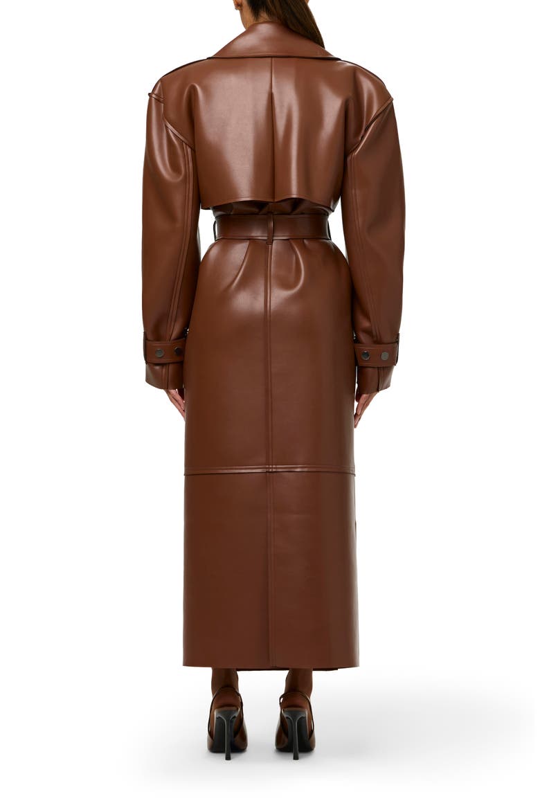Faux Leather Trench Coat, Alternate, color, TOFFEE