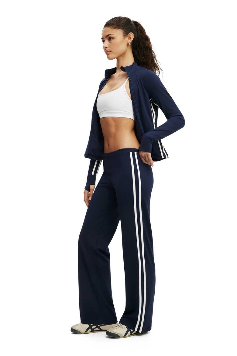 Women's Active Ultra Soft Low Rise Straight Leg Pant, Alternate, color, Prep Sport Navy White