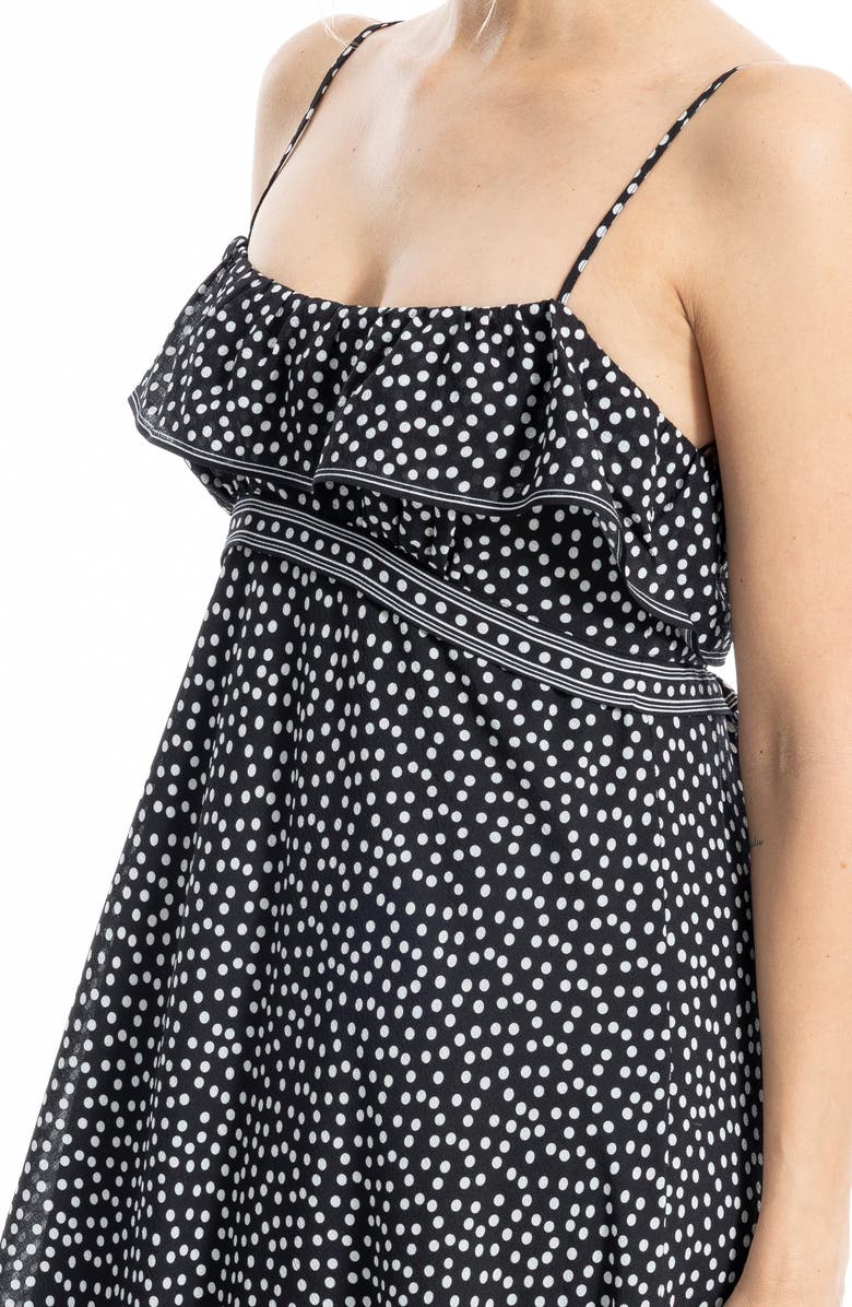 MAX STUDIO Ruffle Empire Waist Maxi Dress, Alternate, color, Black/ Ivory Polka Dot