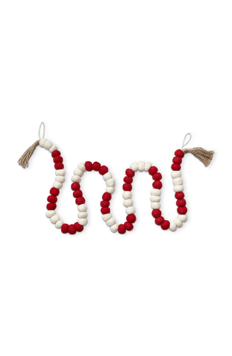 tag Wool Ball Jute Tassel Garland Decorative Wall Banner Holiday, Main, color, Red