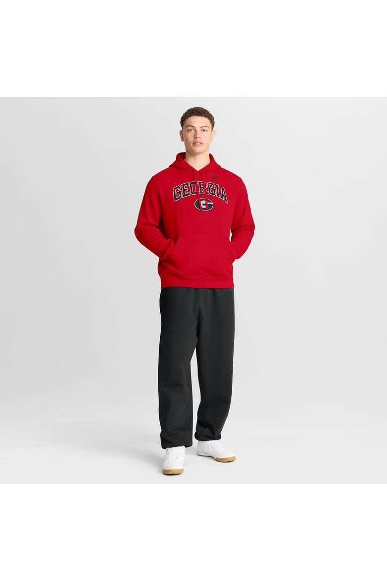 Men's Nike Red Georgia Bulldogs Club Fleece Arch Pullover Hoodie, Alternate, color, Red