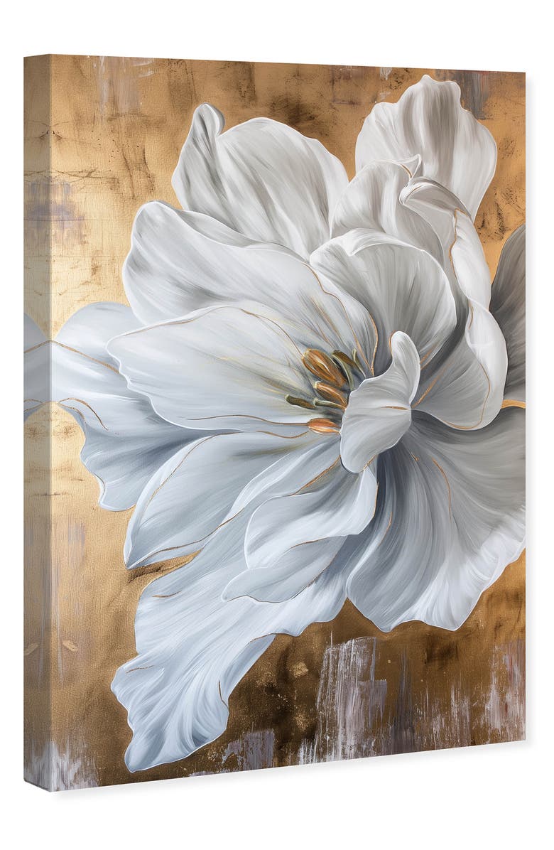 Wynwood Studio Bloom White Petals Canvas Wall Art, Alternate, color, Gold