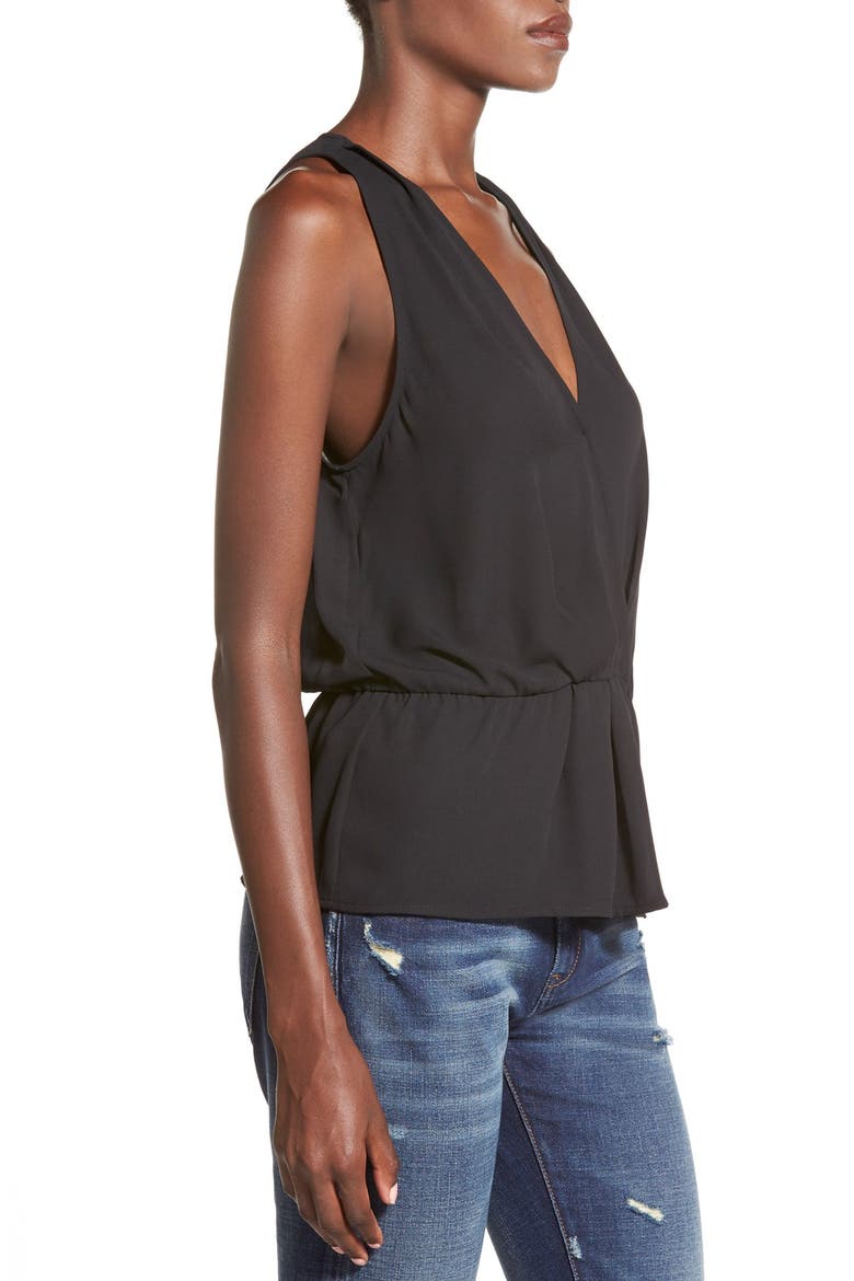 Sleeveless Surplice Top, Alternate, color, BLACK