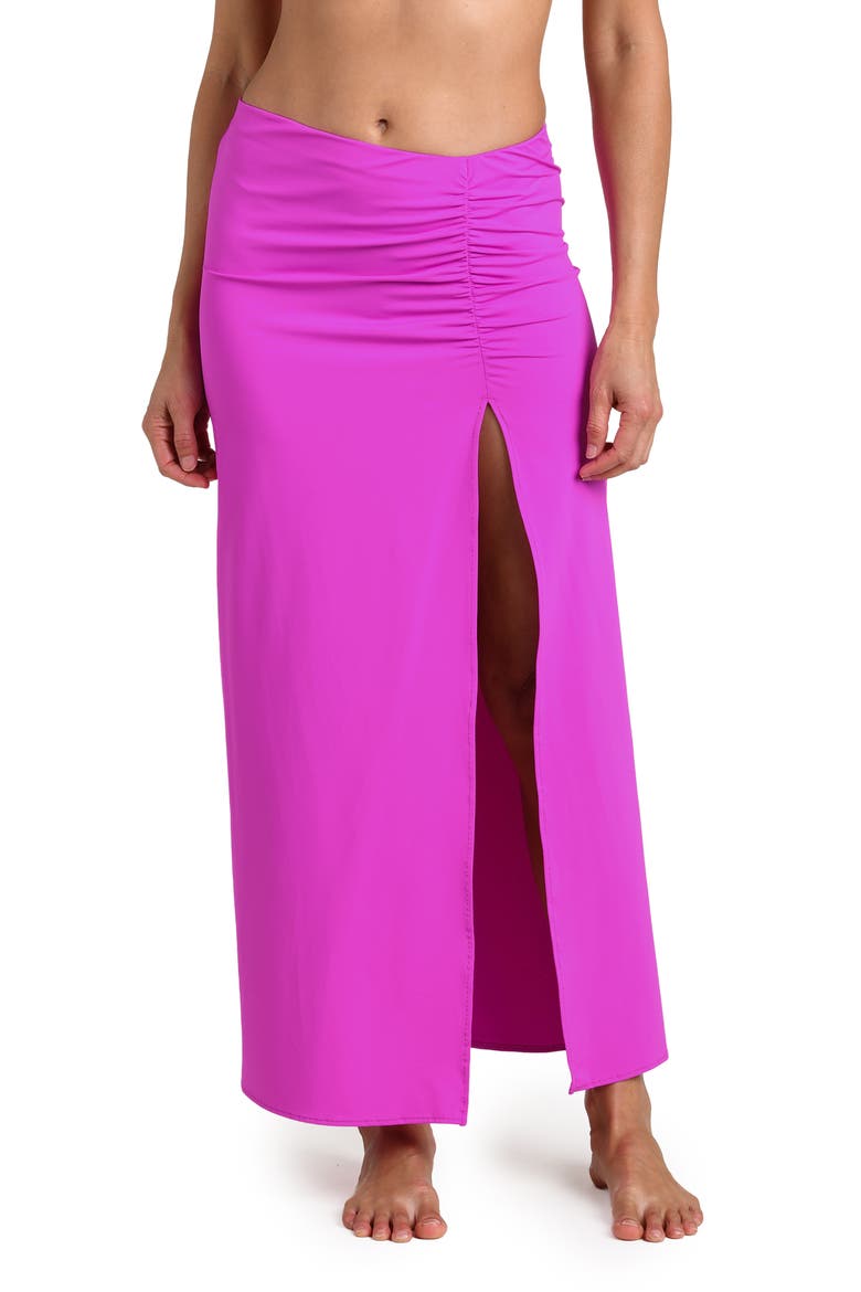 Island Goddess Side Slit Cover-Up Skirt, Main, color, VIOLET