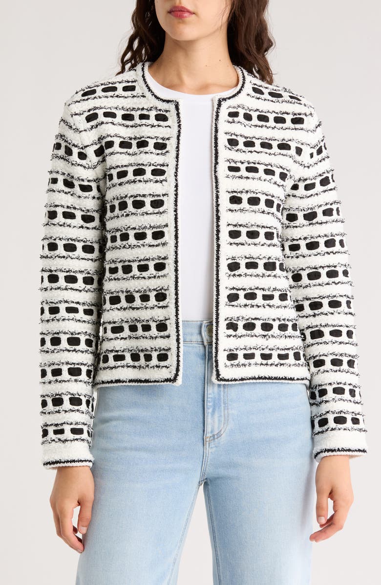 Alice + Olivia Marjorie Tweed Cardigan, Main, color,