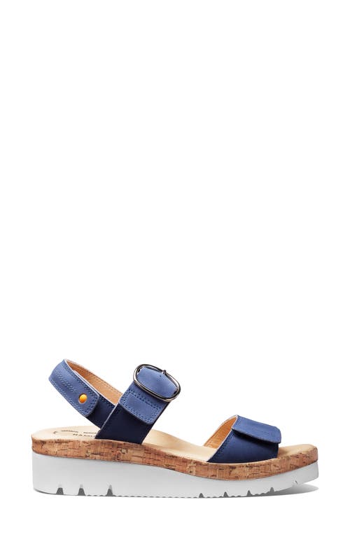 Samuel Hubbard Portola Quarter Strap Wedge Sandal In Blue Nubuck