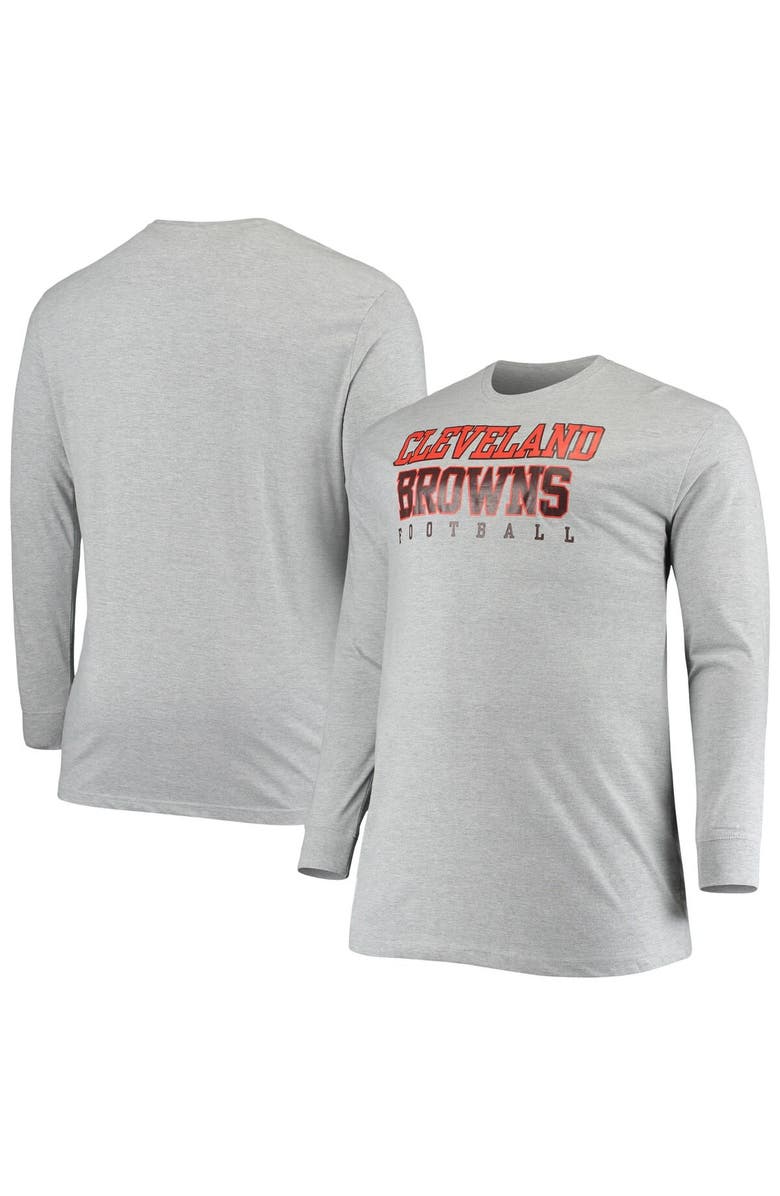 FANATICS Men's Fanatics Branded Heathered Gray Cleveland Browns Big & Tall Practice Long Sleeve T-Shirt, Main, color, Heather Gray